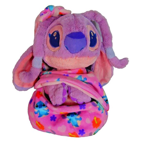 Disney Parks Lilo & Stitch Baby Angel Tropical Hoodie Blanket Pouch Plush - Picture 1 of 9